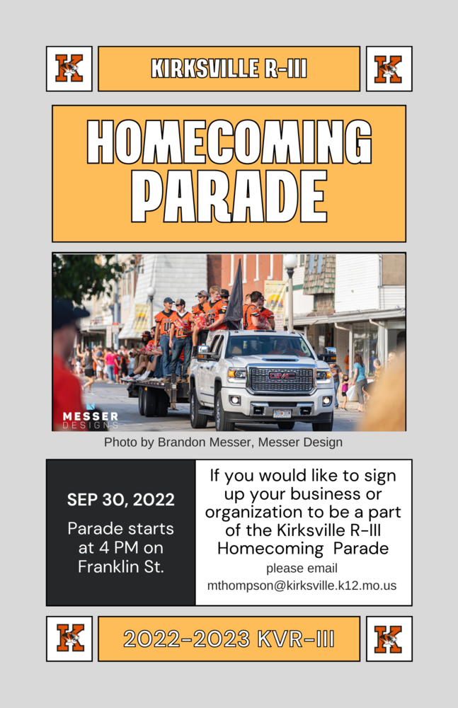 yellow background with parade info