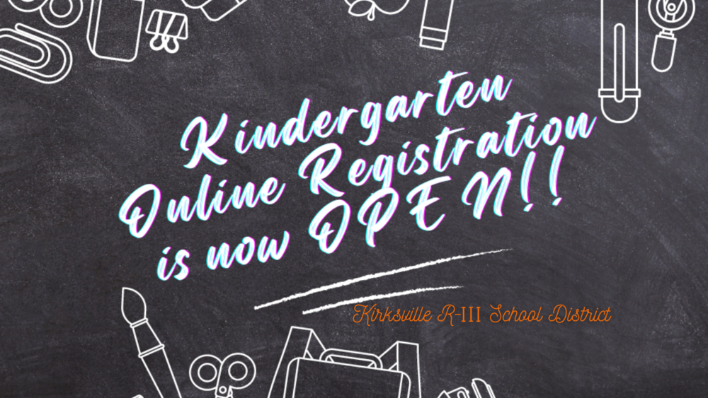 Black background with Kindergarten registration information