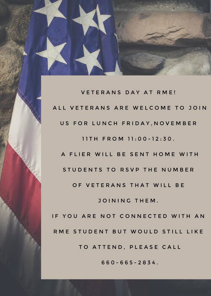 Flag with Veteran's Day info listed below