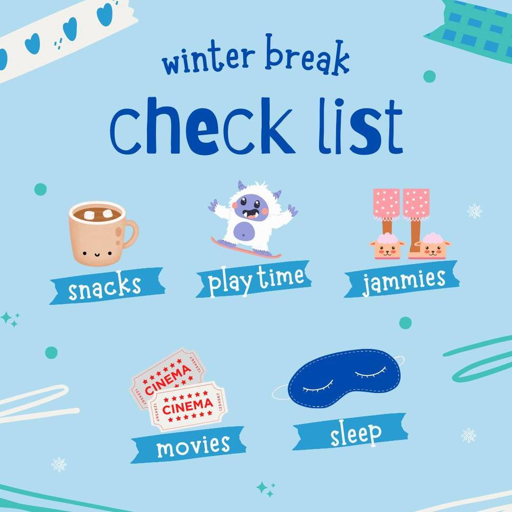Blue background with winter checklist