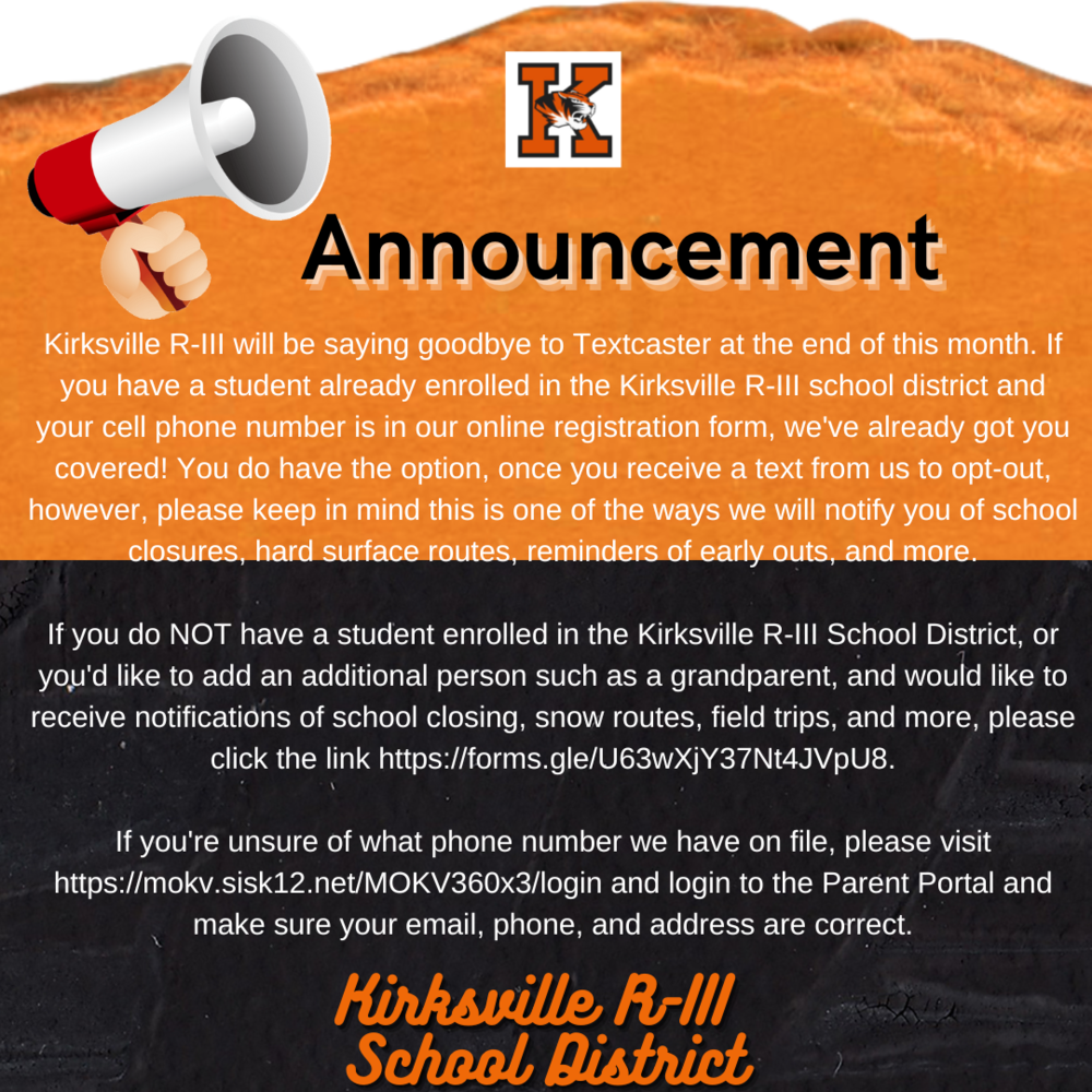 Announcement page black and orange
